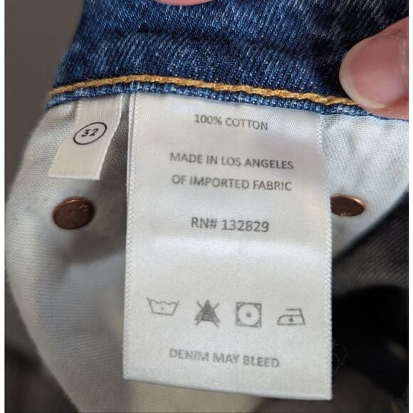 Grlfrnd Karolina High Rise Straight Crop Hudson River Button Fly Denim Jeans 32 - Picture 8 of 9